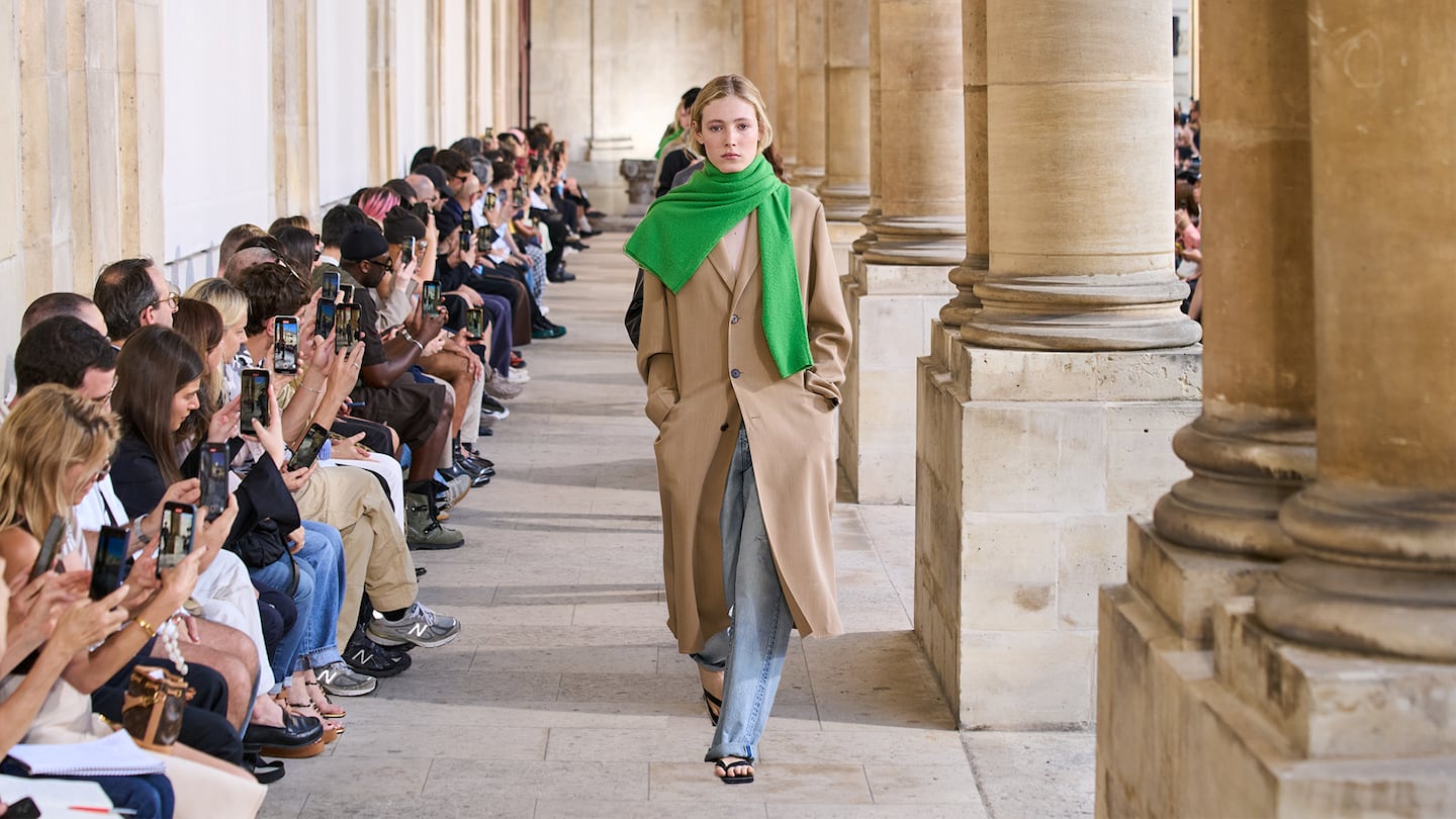 Auralee look on the Paris runway.