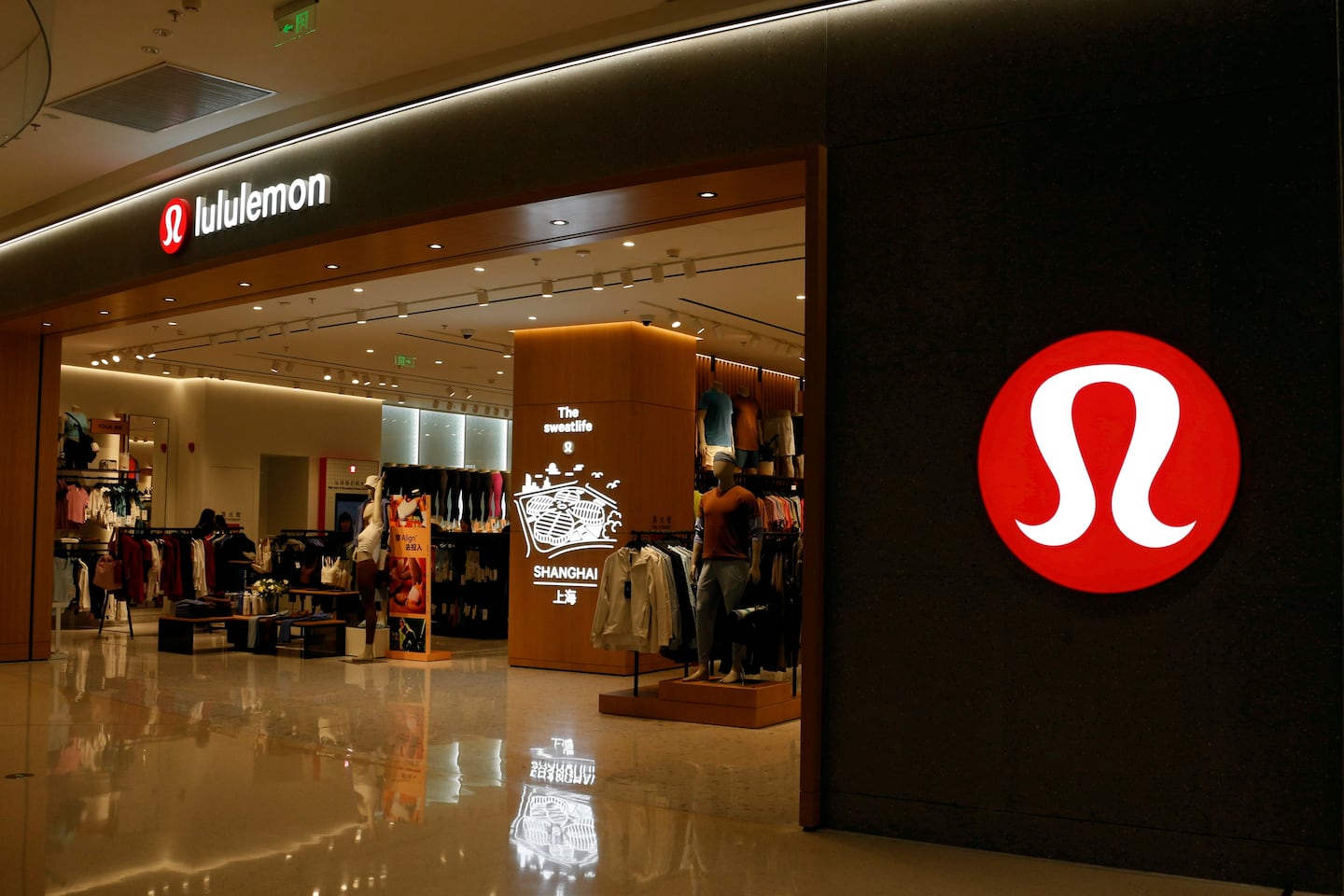 A photo of a Lululemon store in a mall.